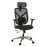 Svart Hög kontorsstol CASSILIS B med nätrygg och femhjulig fotkorsbas från hjh OFFICE – 360-gradersvy (framifrån 15°)