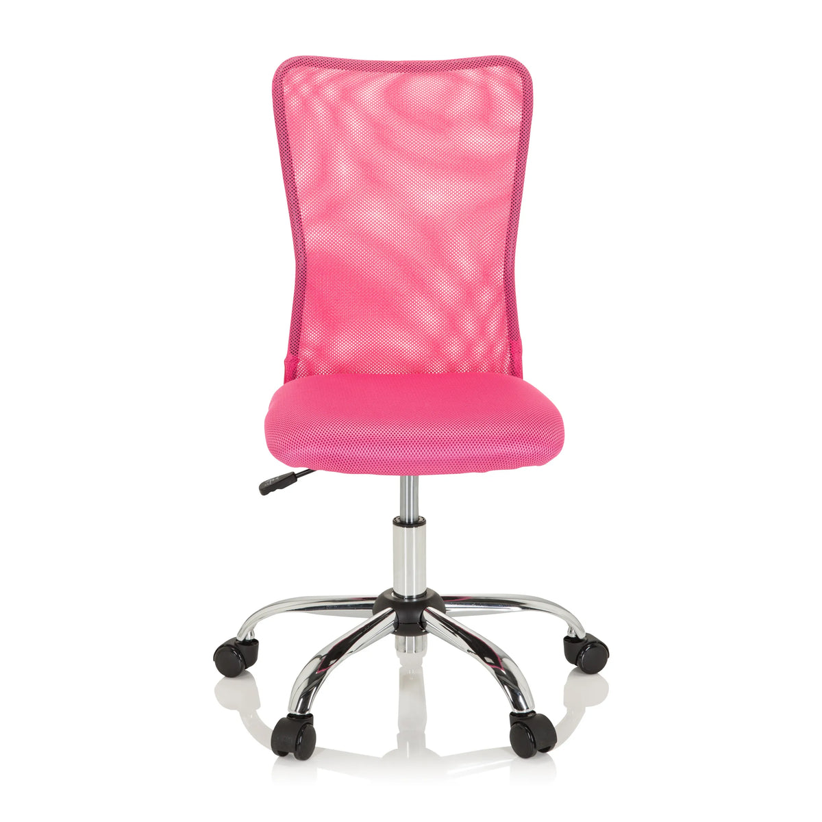 Rosa Snurrstol för barn KIDDY NET I med nätrygg och femhjulig fotkorsbas från hjh OFFICE – 360-gradersvy (framifrån 0°)