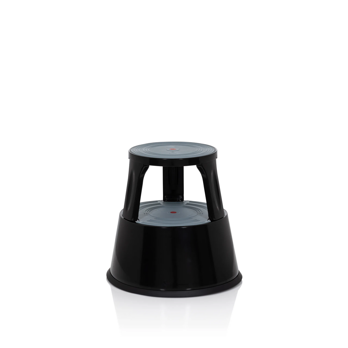 Svart stegpall TIO-M II med två steg och halkfria ytor från hjh OFFICE – 360-gradersvy (framifrån 0°)