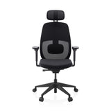 Svart Professionell kontorsstol Skandis Pro med nackstöd, nätrygg och femhjuligt fotkors från hjh OFFICE – 360-gradersvy (framifrån 0°)
