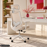 Home Office kontorsstol MIKEO W i beige vid ett skrivbord i ett ljust rum från hjh OFFICE