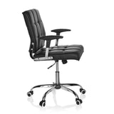 Svart Home Office kontorsstol ERNESTO med quiltad stoppning och femhjulig fotkorsbas från hjh OFFICE – 360-gradersvy (sidoprofil 80°)