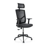 Svart Home Office kontorsstol BRETON B med nätrygg, nackstöd och femhjulig fotkorsbas från hjh OFFICE – 360-gradersvy (snett framifrån 40°)