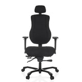 Svart XXL snurrstol 24 HOURS BASIC med nackstöd och femhjulig fotkorsbas från hjh OFFICE – 360-gradersvy (framifrån 0°)