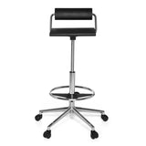 Svart Svängbar stol TOP WORK 28 med fotring och femhjulig fotkorsbas från hjh OFFICE – 360-gradersvy (framifrån 0°)