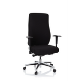 Svart Professionell kontorsstol FORCOM med armstöd och femhjulig fotkorsbas från hjh OFFICE – 360-gradersvy (framifrån 20°)