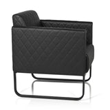 Svart stoppad fåtölj ARUBA BLACK med rutstygning och medformade ben från hjh OFFICE – 360-gradersvy (sidoprofil 80°)
