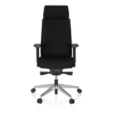 Svart Professionell kontorsstol MOVE-TEC PRO 3D med nackstöd och femhjulig fotkorsbas från hjh OFFICE – 360-gradersvy (framifrån 0°)