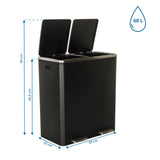 Måttritning av papperskorg CLEAN XI med en höjd på 94 cm och en volym på 60 l från hjh OFFICE