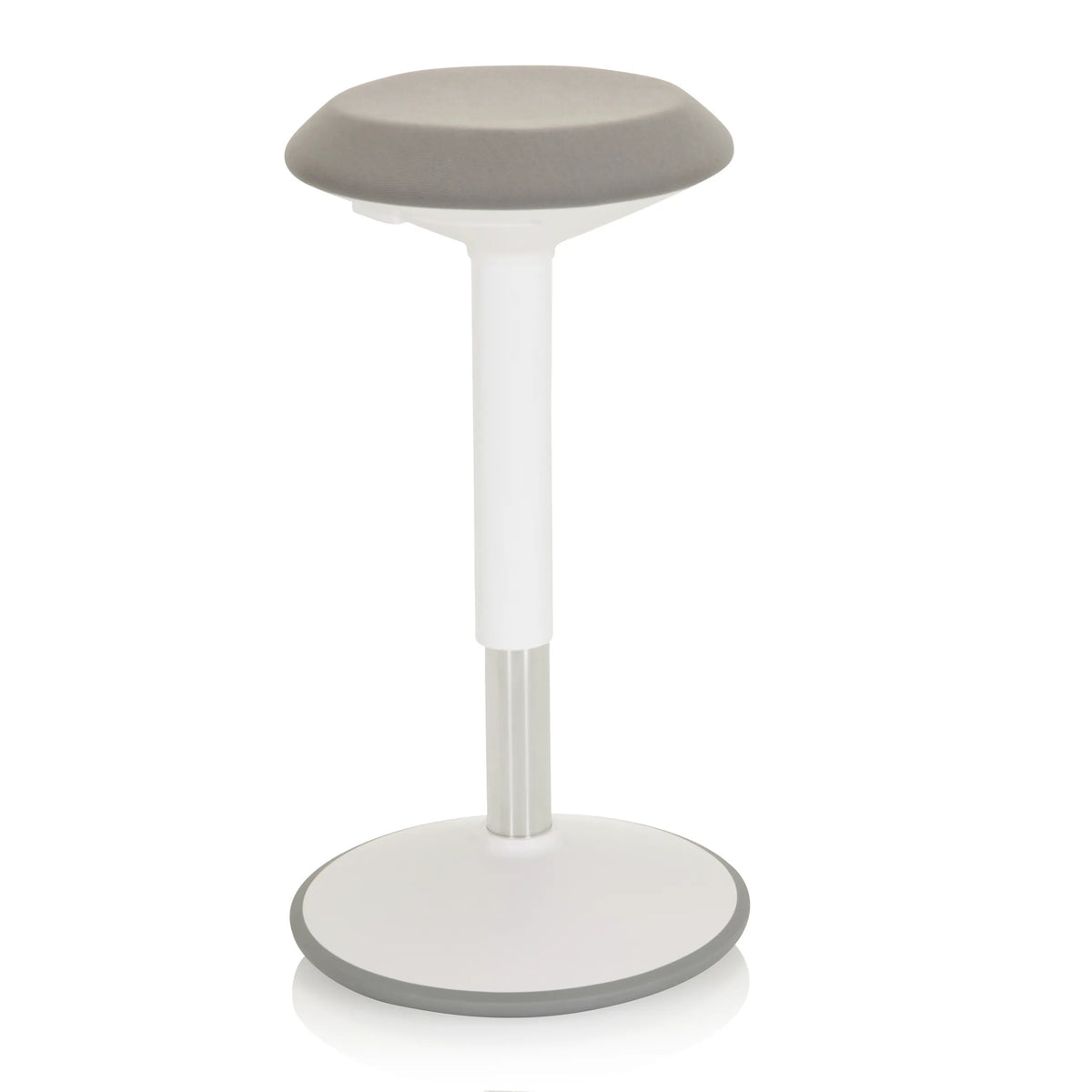 Vit ståstol BALANCE SIT III W med grå sits och rund fot från hjh OFFICE – 360-gradersvy (snett framifrån 40°)