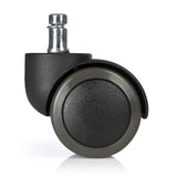 Svarta hjul 5x ROLO FREE 10mm/50mm för hårda golv med silverfärgad bult från hjh OFFICE – 360-gradersvy (bakifrån 180°)
