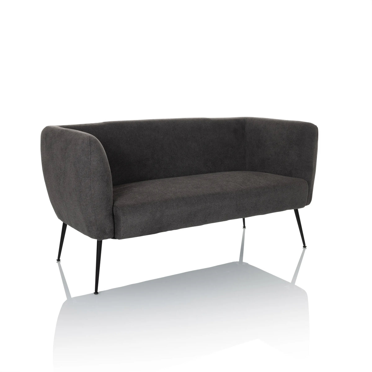 Grå loungesoffa HAYRIVER med smala svarta ben från hjh LIVING – 360-gradersvy (snett framifrån 30°)