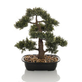 Grön Konstgjorda växter BONSAI i form av en bonsai i en svart kruka med småsten från hjh OFFICE – 360-gradersvy (sidoprofil 90°)