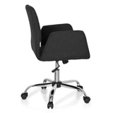 Svart Home Office kontorsstol FLOW med armstöd och blankt femstjärnigt underrede med hjul från hjh OFFICE – 360-gradersvy (sidoprofil 100°)