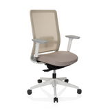 Beige Professionell kontorsstol PURE WHITE med nätrygg och femstjärnig fotkorsbas med hjul från hjh OFFICE – 360-gradersvy (snett framifrån 40°)