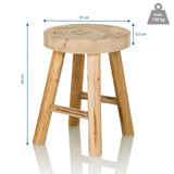 Måttskiss av sittpallen RUSTIKO W med 44 cm höjd och 33 cm diameter från hjh LIVING