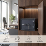 Antracitgrått kassaskåp Safe Compact Pro med mekaniskt lås i ett skåp från hjh OFFICE (AI-genererad bild)