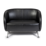 Svart loungesoffa ST. LUCIA som tvåsitssoffa med blanka metallfötter från hjh OFFICE – 360-gradersvy (framifrån 0°)