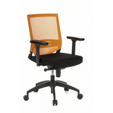 Svart-orange Professionell kontorsstol PORTO BASE med nätrygg och femhjulig fotkorsbas från hjh OFFICE – 360-gradersvy (snett framifrån 40°)