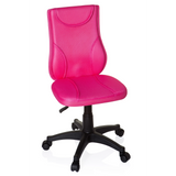 Rosa Snurrstol för barn KIDDY BASE med nätrygg och svart femstjärnigt fotkors med hjul från hjh OFFICE – 360-gradersvy (framifrån 20°)