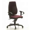 Profi-Bürostuhl SYDNEY PRO mit dunkelrotem Bezug, schwarzen Armlehnen und Rollenkreuz von Topstar