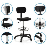 Bardiskstol TOP WORK 05 i svart med justerbart ryggstöd och fotring från hjh OFFICE