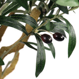 Två mörka oliver på en gren med gröna blad från den konstgjorda växten OLIVE II från hjh OFFICE