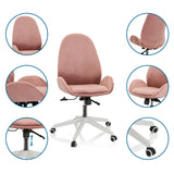 Rosa Home Office kontorsstol AVEA med detaljvyer av ryggstöd, gasfjäder och hjul från hjh OFFICE