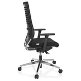 Svart Professionell kontorsstol PRO-TEC 700 med armstöd och blankt femstjärnigt underrede med hjul från hjh OFFICE – 360-gradersvy (sidoprofil 100°)