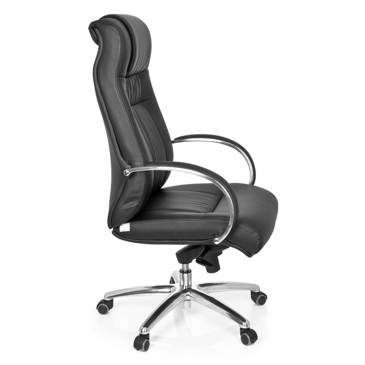 Svart snurrstol XXL G 600 med armstöd och femhjulig fotkorsbas från hjh OFFICE – 360-gradersvy (sidoprofil 80°)