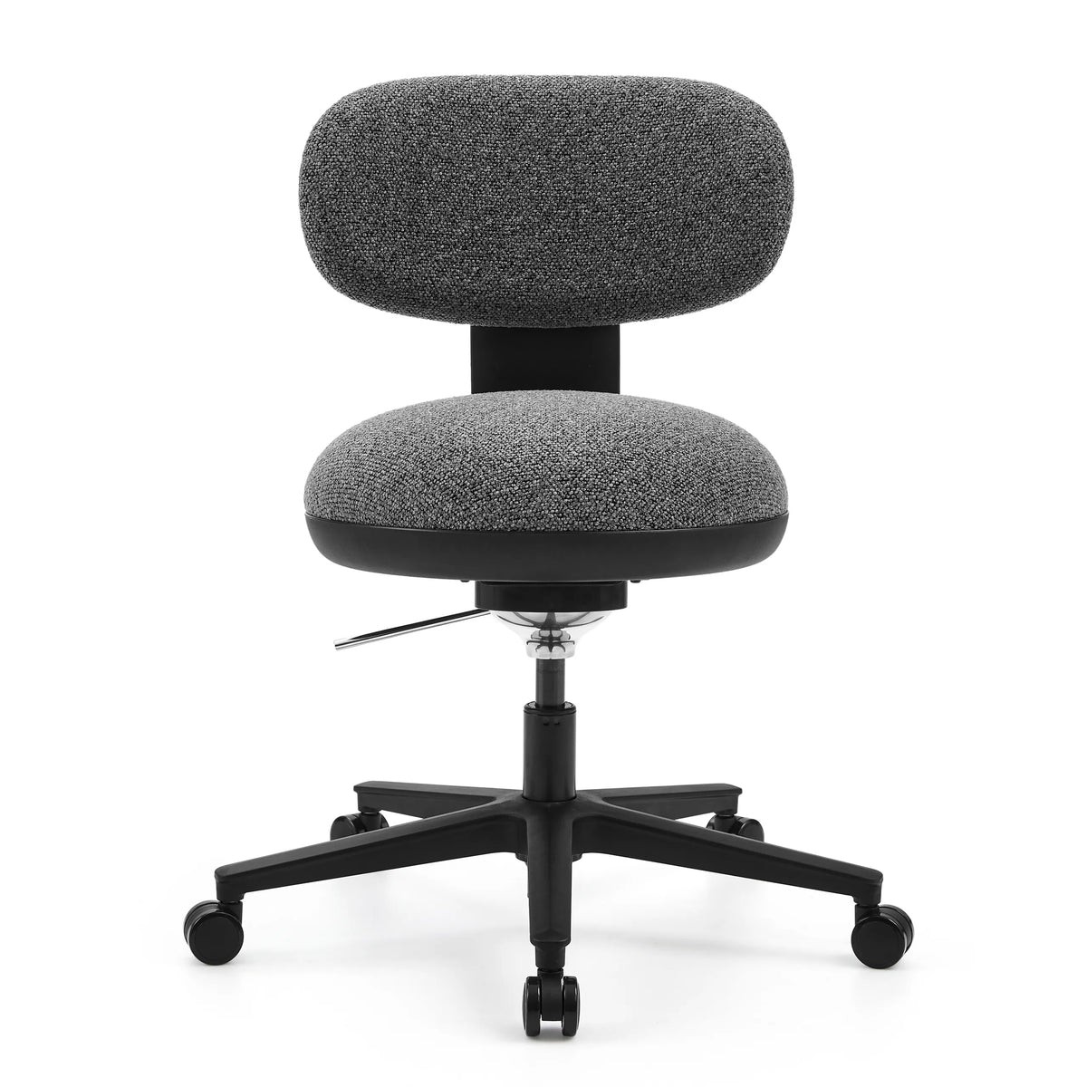 Grauer Homeoffice-Bürostuhl SITMOTION B mit gepolsterter Sitzfläche und Fußkreuz mit fünf Rollen von hjh OFFICE – 360-Grad-Ansicht (Frontansicht 0°)