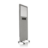 Ljusgrå skärmvägg FLEXMIUT WB med integrerad whiteboard och hjul från hjh OFFICE – 360-gradersvy (snett framifrån 45°)