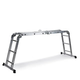 Silverfärgad fällbar stege SOLID W3 i aluminium med tolv steg från hjh OFFICE – 360-gradersvy (sidoprofil 72°)