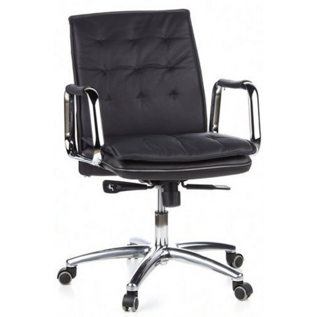 Schwarzer Profi-Chefsessel VILLA 10 mit gestepptem Bezug und verchromten Armlehnen von hjh OFFICE