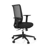Svart Professionell kontorsstol CONISTON med nätrygg och femhjulig fotkorsbas från hjh OFFICE – 360-gradersvy (snett framifrån 60°)