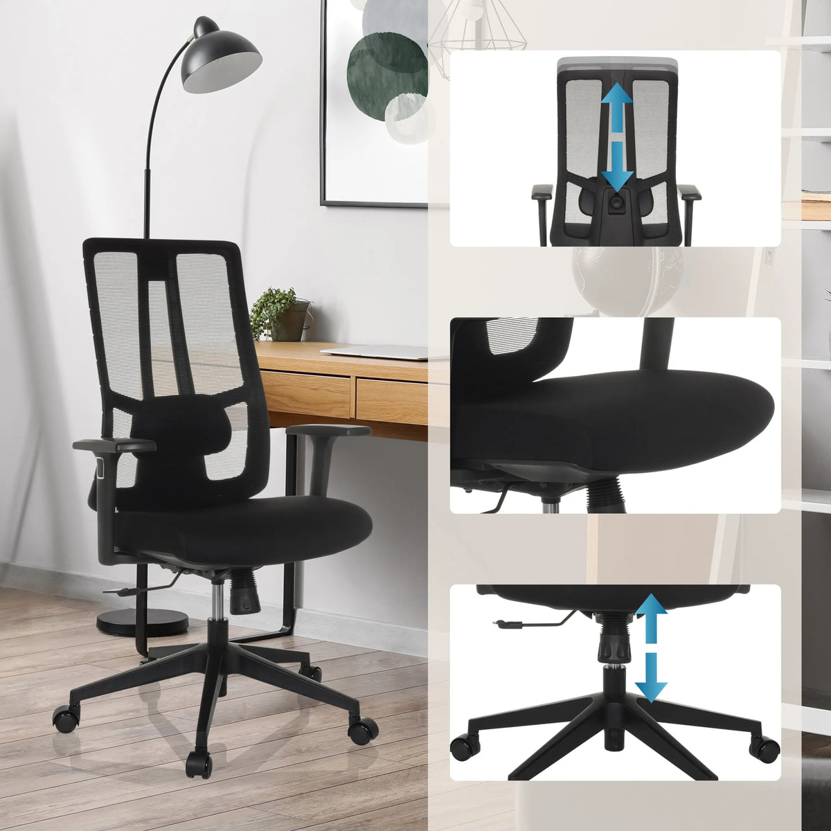 Höjdjusterbart ryggstöd och sits på Professionell kontorsstol TRAMORE BASE från hjh OFFICE