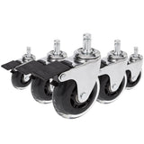 Hjul till stol 5x ROLO SKATE CT 11mm/75mm i silver och transparent med lås för hårda golv från hjh OFFICE