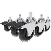 Hjul till stol 5x ROLO SKATE CT 11mm/75mm i silver och transparent med lås för hårda golv från hjh OFFICE