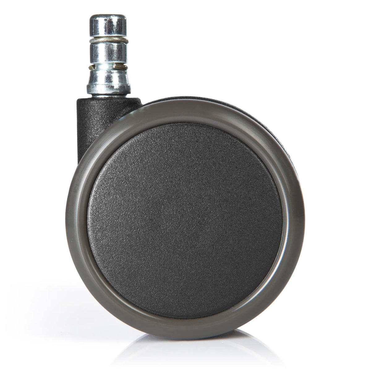 Svarta hjul 5x ROLO No-Noise 11mm/65mm för hårda golv med silverfärgad metallstift från hjh OFFICE – 360-gradersvy (bakifrån 180°)