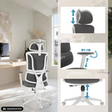 Justerbart nackstöd, armstöd och sitthöjd på ERGOMY WF Home Office kontorsstol från MyBuero (AI-genererad bild)