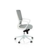 Grå Home Office kontorsstol ESTRIA med nätrygg och femhjulig stjärnfot från hjh OFFICE – 360-gradersvy (sidoprofil 80°)