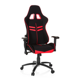 Schwarz-roter Gamingstuhl LEAGUE PRO I mit zwei Kopfstützen-Öffnungen und Fußkreuz mit fünf Rollen von hjh OFFICE – 360-Grad-Ansicht (Frontansicht 20°)