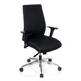 Svart Professionell kontorsstol PRO-TEC 250 med armstöd och femhjulig stjärnfot från hjh OFFICE – 360-gradersvy (snett framifrån 40°)