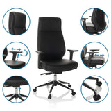 Professionell chefsfåtölj VITORO ECO i svart med justerbara armstöd och gaslift från hjh OFFICE