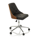 Svart Home Office kontorsstol CENCA med quiltad stoppning och femhjulig bas från hjh OFFICE – 360-gradersvy (snett framifrån 60°)