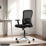 Svart Top Work 44 arbetsstol med nätryggstöd och fotring från hjh OFFICE (AI-genererad bild)