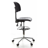 Svart Bardiskstol TOP WORK 23 med fotring och femstjärnigt fotkors med hjul från hjh OFFICE – 360-gradersvy (sidoprofil 80°)