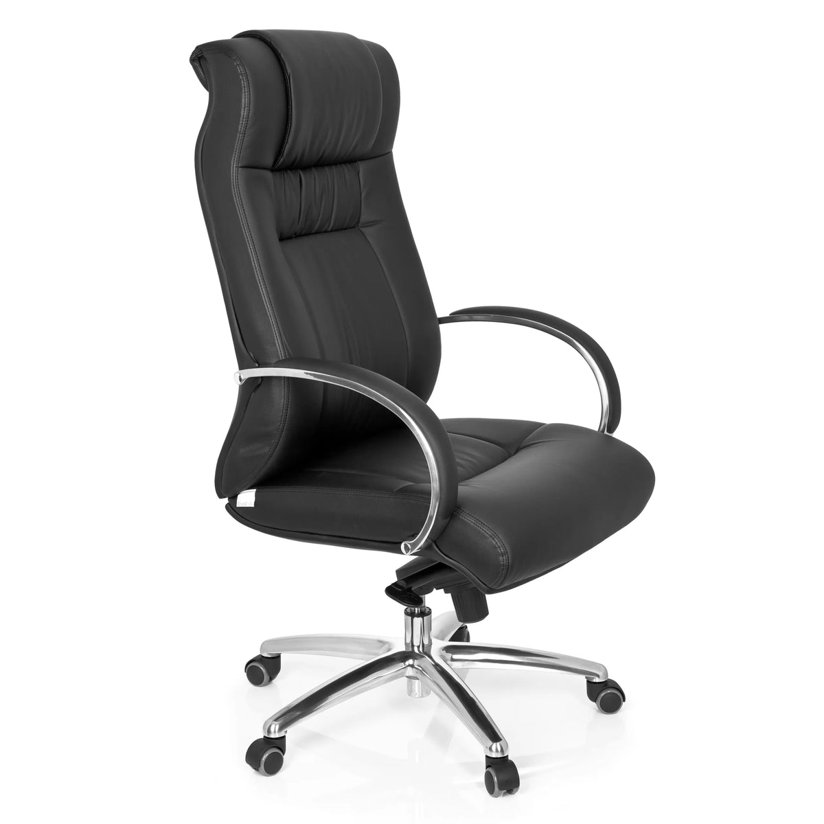 Svart snurrstol XXL G 600 med armstöd och femhjulig fotkorsbas från hjh OFFICE – 360-gradersvy (snett framifrån 60°)