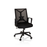 Svart Home Office kontorsstol ENCO med nätrygg och femhjulig stjärnfot från hjh OFFICE – 360-gradersvy (framifrån 20°)