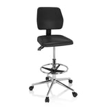 Svart Bardiskstol TOP WORK 11 I med fotring och femhjulig fotkorsbas från hjh OFFICE – 360-gradersvy (framifrån 20°)